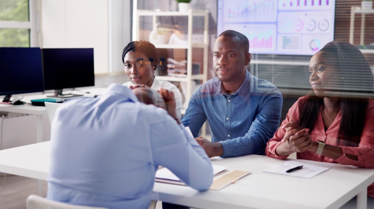 Interviewing employee for workplace investigation.